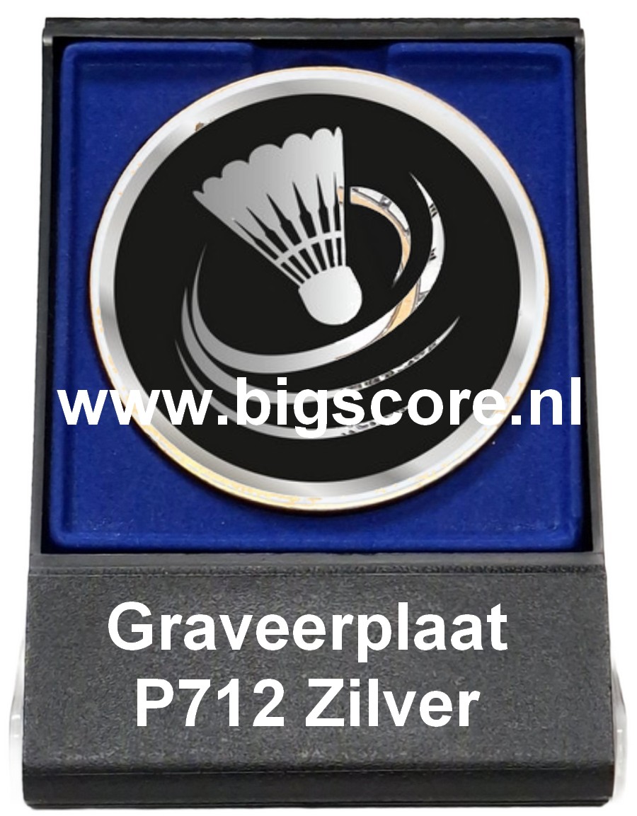 Badminton Acryl in medailledoosje Blauw-Zwart G/Z/B